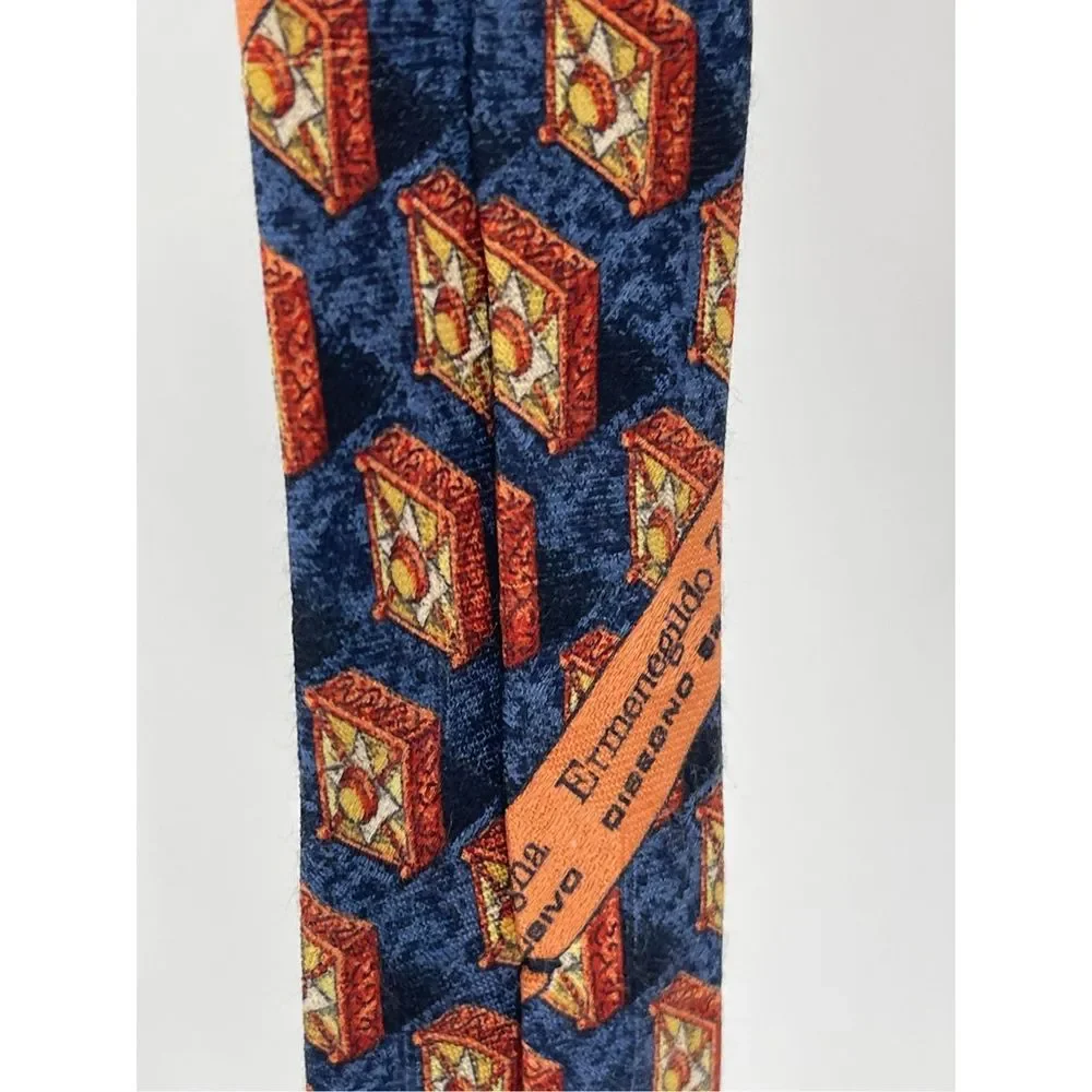 Vintage Ermenegildo Zegna‎ Silk Tie Blue Geometric